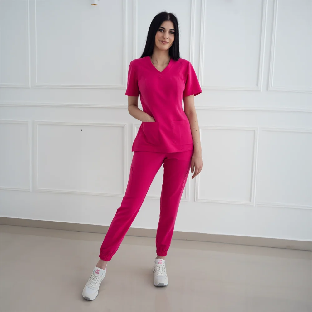 spodnie medyczne magenta