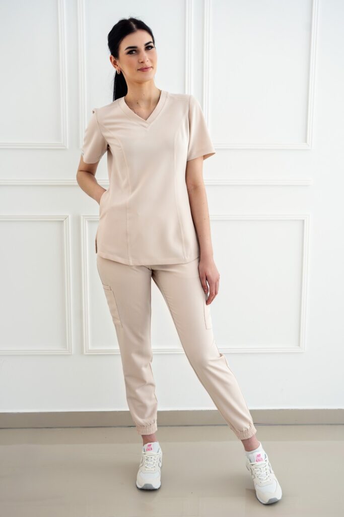 Bluza Medyczna – Latte Scrabme - Slit Pocket