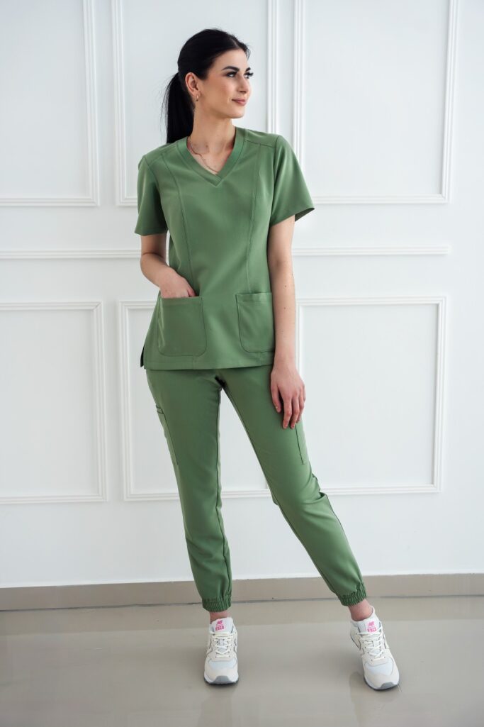 Spodnie Medyczne Joggery – Green Scrabme