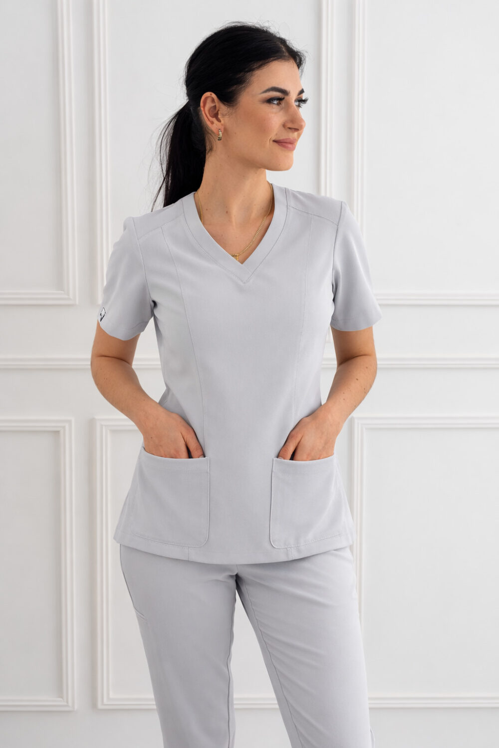 bluza medyczna front szara bluza medyczna front szara