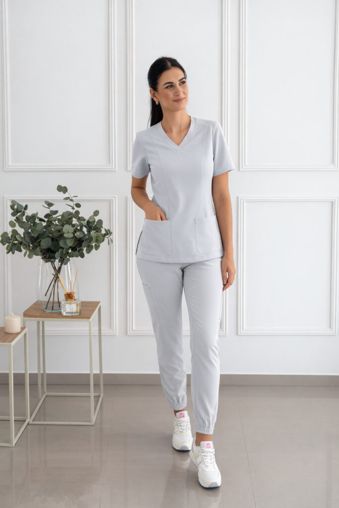 bluza medyczna front szara