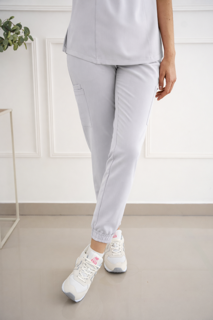 spodnie medyczne joggery silver grey