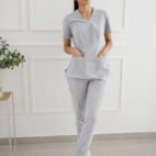 spodnie medyczne joggery szare