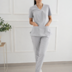 spodnie medyczne joggery silver grey