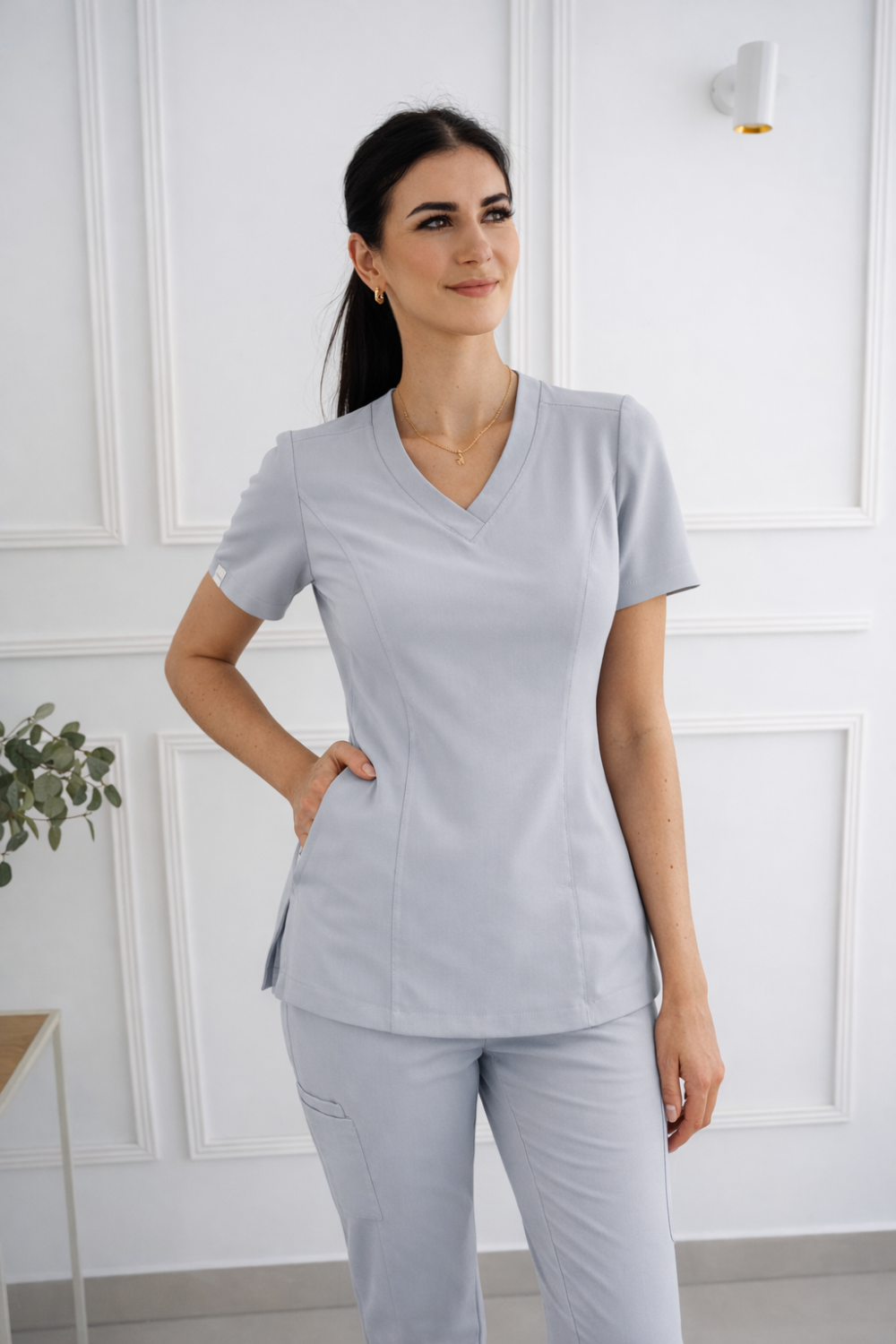 Bluza medyczna Silver Grey slit pocket