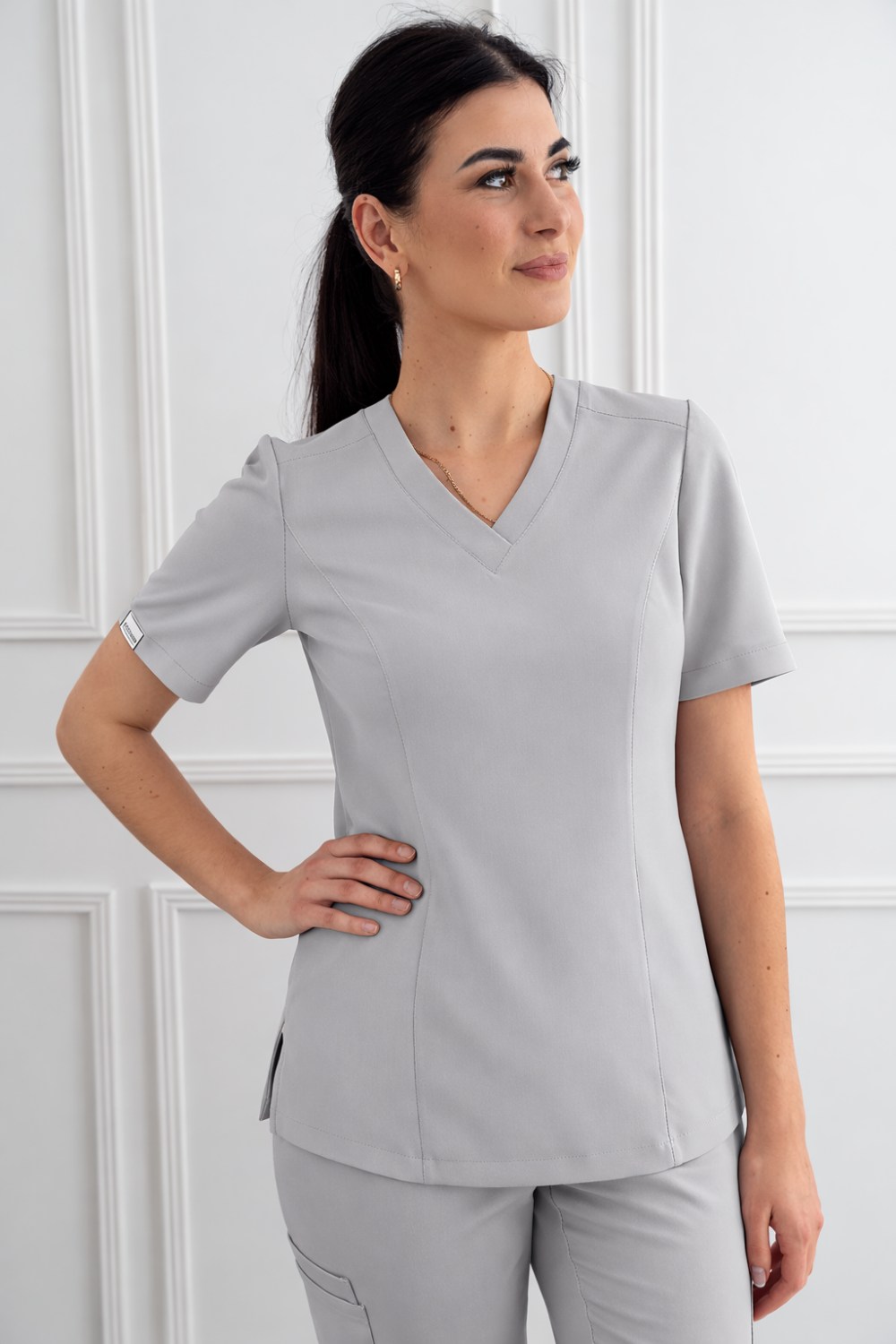 Bluza medyczna Silver Grey slit pocket