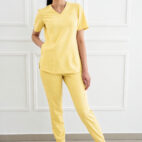 Spodnie medyczne proste butter yellow